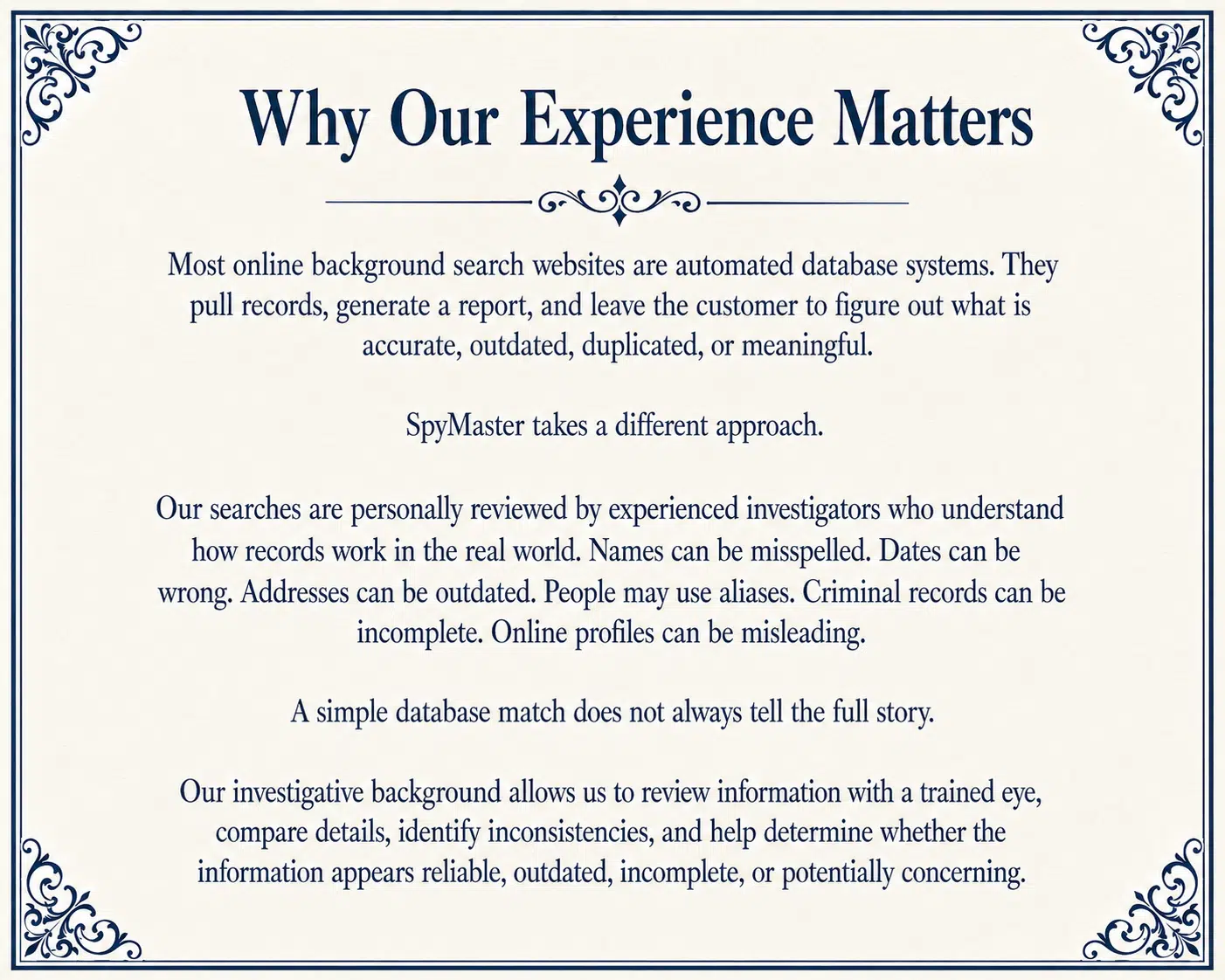 Why SpyMaster experience matters for online dating verification